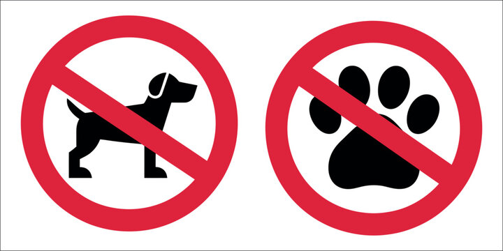 No Dogs Allowed Sign Collection - Professional Prohibition Symbols for Pets Forbidden Policy in Public Parks Private Property and Restrictive Zones