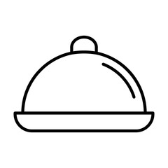 Obraz premium Food cover dish plate line icon outline style vector illustration isolated on transparency