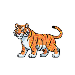 Fototapeta premium Cartoon tiger character with articulated joints for animation.