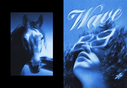 Wave Smudged Print Poster Effect Mockup