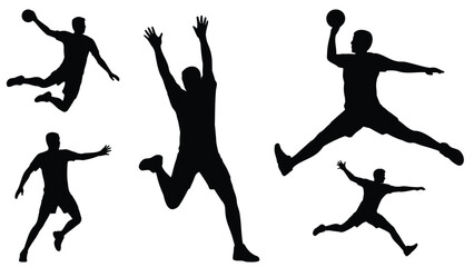 Active Athlete Silhouettes Jumping and Running in Dynamic Sports Poses