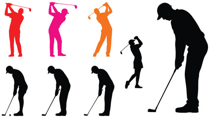 Golf Player Silhouette set