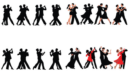 Dance Silhouette Couples Icon Set