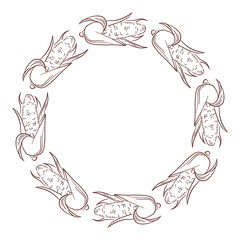 Wreath with corn in line art style. Illustration for farm and grocery store package.