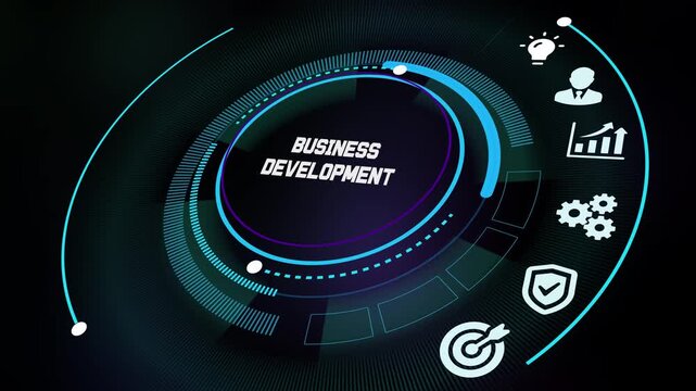 Business development dashboard for growth strategy, market analysis, performance tracking and enterprise planning analytics.