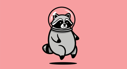 Cartoon raccoon in space helmet © Leomord