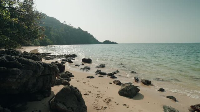 Calm Tropical Secluded Sunny Beach - Island in Thailand, No People