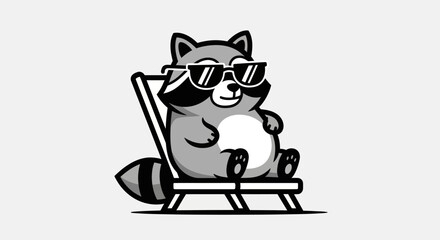 Cartoon raccoon relaxing outdoors © Leomord