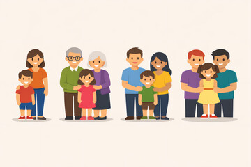 Fototapeta premium family generations illustration showing diverse family structures and relationships