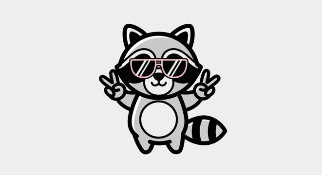 Cartoon raccoon wearing sunglasses