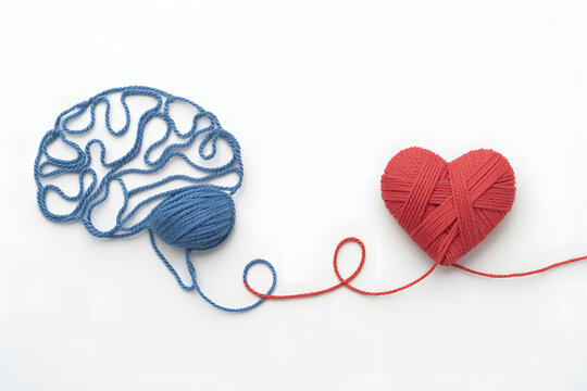 Interconnected brain and heart embroidered design