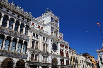 Naklejka premium Saint Mark's Clock in Venice, Italy. Astronomical clock in Saint Mark's Tower.