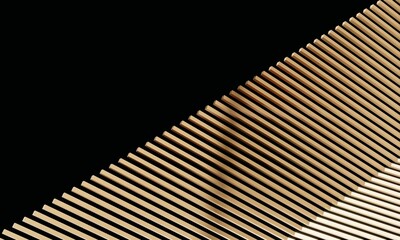 Abstract Golden Geometric Parallel Lines, 3D Minimalist Architectural Pattern on Black