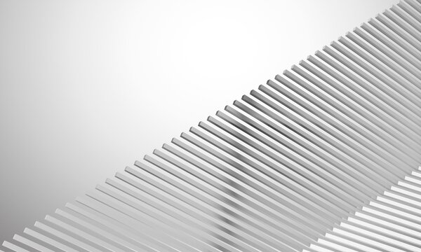 Abstract White Geometric Parallel Lines, 3D Minimalist Architectural Pattern, silver metallic