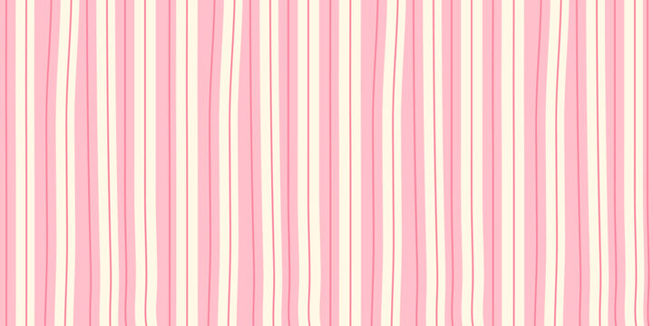 Stripe pattern with different abstract, vertical pink cream lines, retro, art, design for decoration, wrapping paper, print, fabric or textile, modern texture, illustration