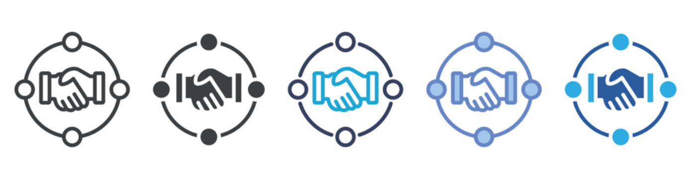 Collaboration icon set multiple style collection