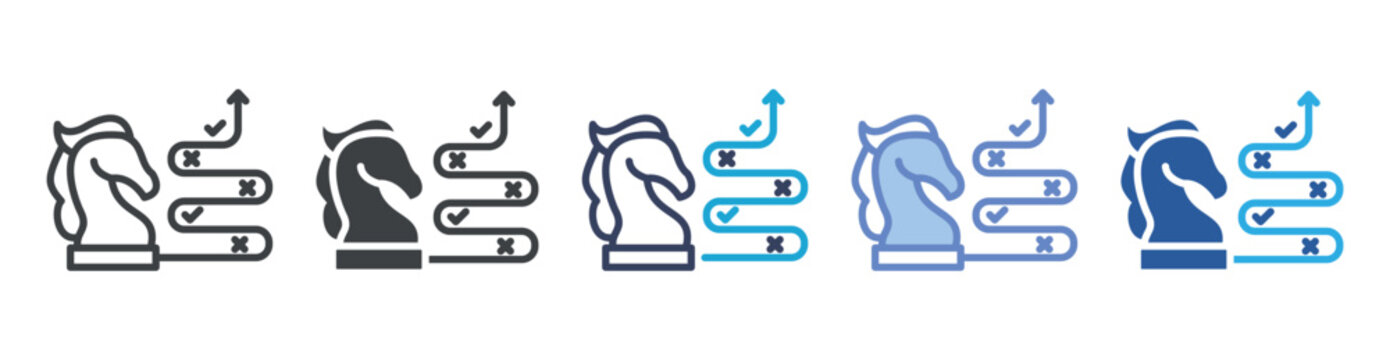 Strategy icon set multiple style collection
