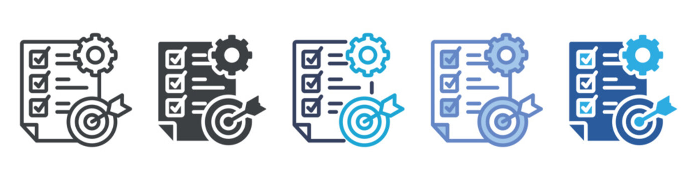 Action Plan icon set multiple style collection