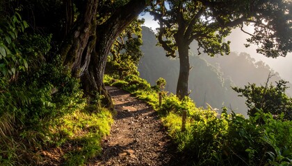Sunlit Path Through a Lush Forest - A Tranquil Nature Scene.