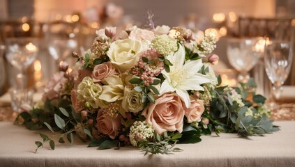 lovely arrangement on the bridal table