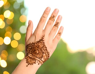 Close-up of delicate henna designs on human skin