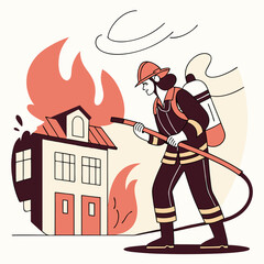 Naklejka premium Firefighter Character Illustration
