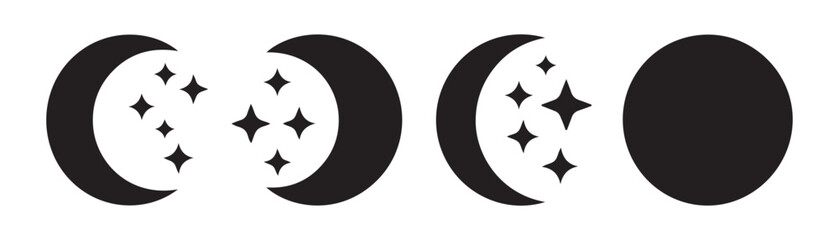 Phases of moon with stars decorative celestial cycle representation night sky astronomical event luminous body cosmic phenomenon