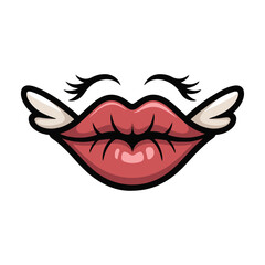  cartoon lips with small wings