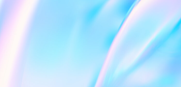 Iridescent holographic foil background pearl gradient shimmer. Pastel pink blue liquid glass light effects. Aurora texture, soft hologram pattern, frost sky, cloud gradient, spring backdrop. Vector