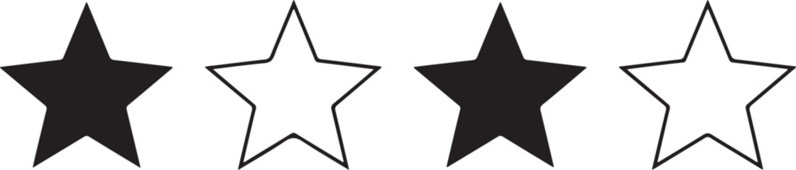 Two Filled Stars and Two Outline Stars Rating System Isolated on white background