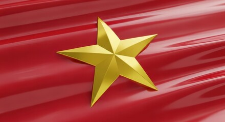Vietnamese Flag with Golden Star Symbol.