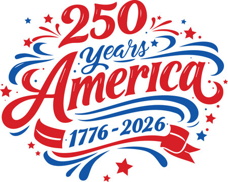 USA 250 Years Independence Anniversary Vector Lettering