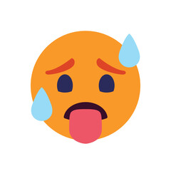 Fototapeta premium hot face sweating tongue out red temperature heat fever emoji symbol sign icon vector illustration isolated flat heat wave