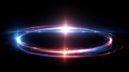 Cosmic Ring: A mesmerizing display of celestial energy, with swirling arcs of vibrant light dancing around a central point, evoking a sense of wonder and the vastness of the cosmos.