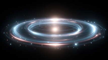 Obraz premium Cosmic Rings: A mesmerizing display of celestial rings encircling a radiant star, casting an ethereal glow against the vast darkness of space. 