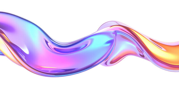 Colorful Abstract Fluid Wave Design with Iridescent Gradient and Smooth Translucent Textures