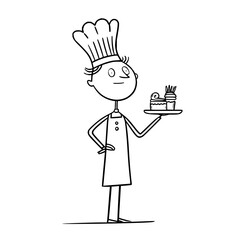 Fototapeta premium Chef Holding Cake on Tray