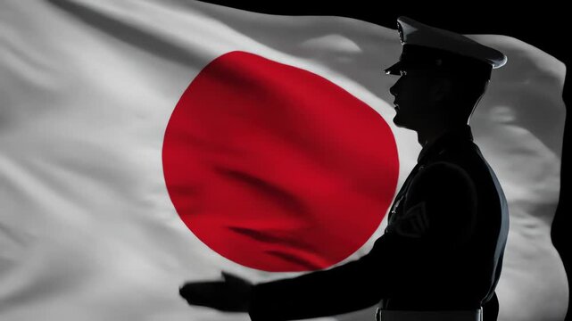 Japanese Sailor Saluting National Flag