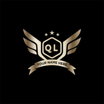 QL Initials Eagle Logo Icon Education Stock Vector