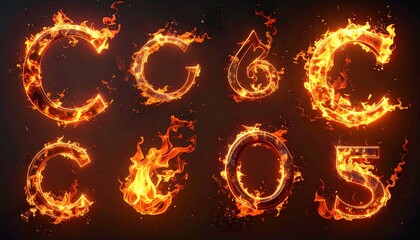 Burning Letters - A Fiery Display of Alphabetical Elements.