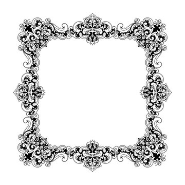 Luxury Square Floral Ornament Frame with Classic Vintage Design