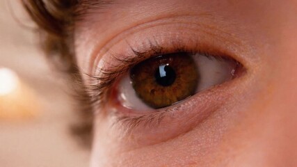 Ultra cinematic extreme close-up of a human eye, AI-generated with film-grade realism. Soft light, shallow depth of field and rich iris detail create an emotional visual deal for high-end advertising.