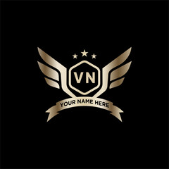 VN Initials Eagle Logo Icon Education Stock Vector