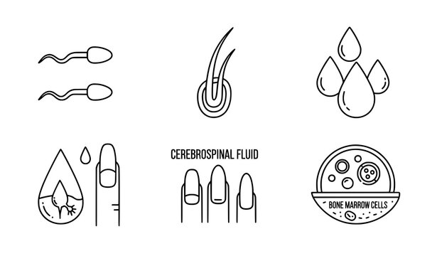 Laboratory human biomaterial outline icons