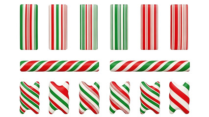 Fototapeta premium Collection of festive candy cane stripes and diagonal designs