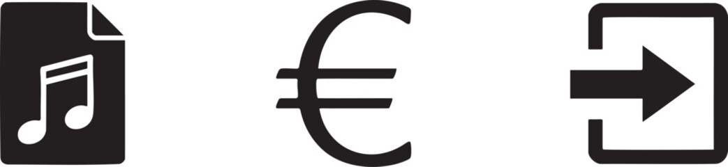 Financial Navigation Music Note Euro Currency and Login