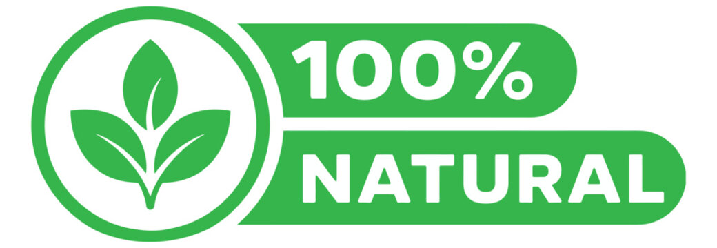 100 percent organic label sticker badge, 100% natural seal, 100% organic emblem, vector illustration for packaging, healthy food branding, sustainable product label, eco-friendly marketing concept