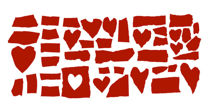 Red Torn Papaer, heart, tape