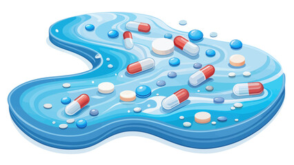 Pills and Medicine Residue in Flowing Water