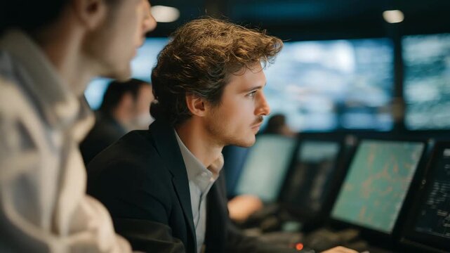 Air traffic control training simulation with controllers practicing emergency scenarios, showcasing preparedness, aviation education, and risk management. cinematic color correction, natural uneven